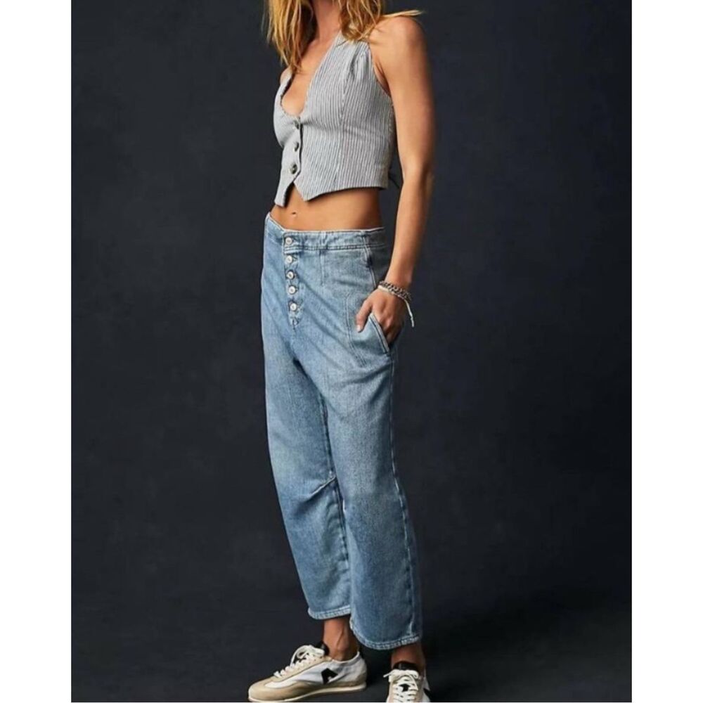 Free People We The Free Osaka Mid Rise Barrel Jeans Pants Women’s 32
